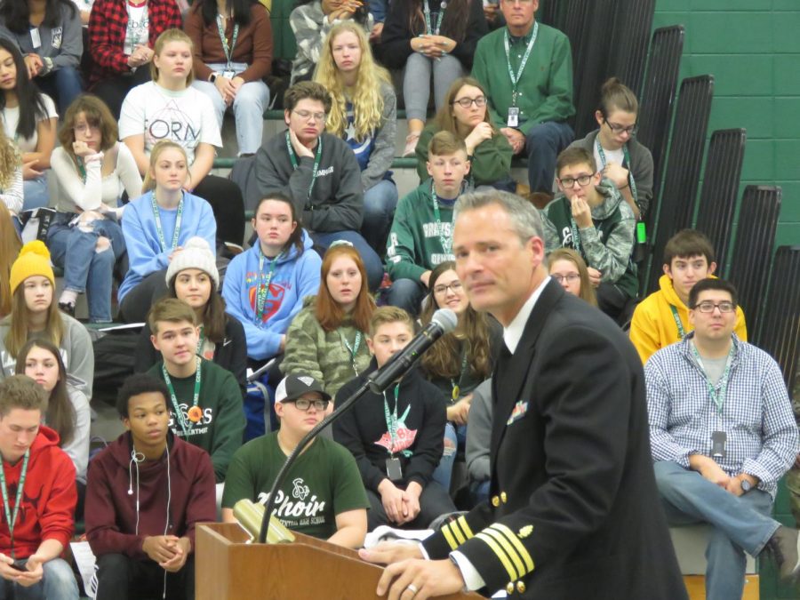 Anthony Peterson honors veterans through powerful speech. Photo by Charrisa Olaiz