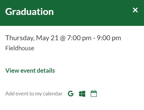 The Class of 2020 Graduation is still listed as an event on the GCHS website as of April 9, 2020.