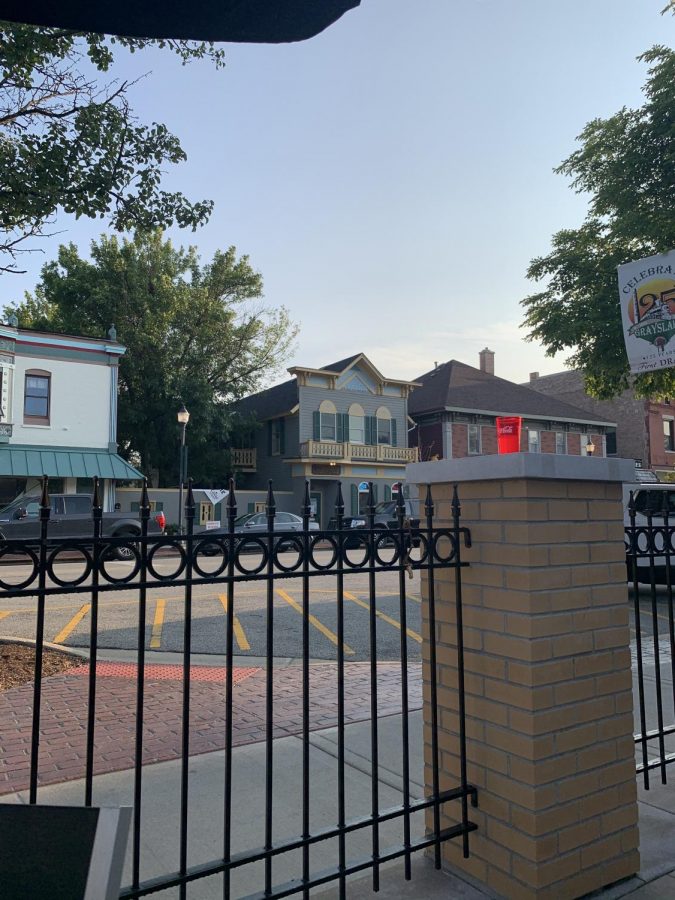 A view of Downtown Grayslake from the lower patio at First Draft. Photo by Hayley Breines