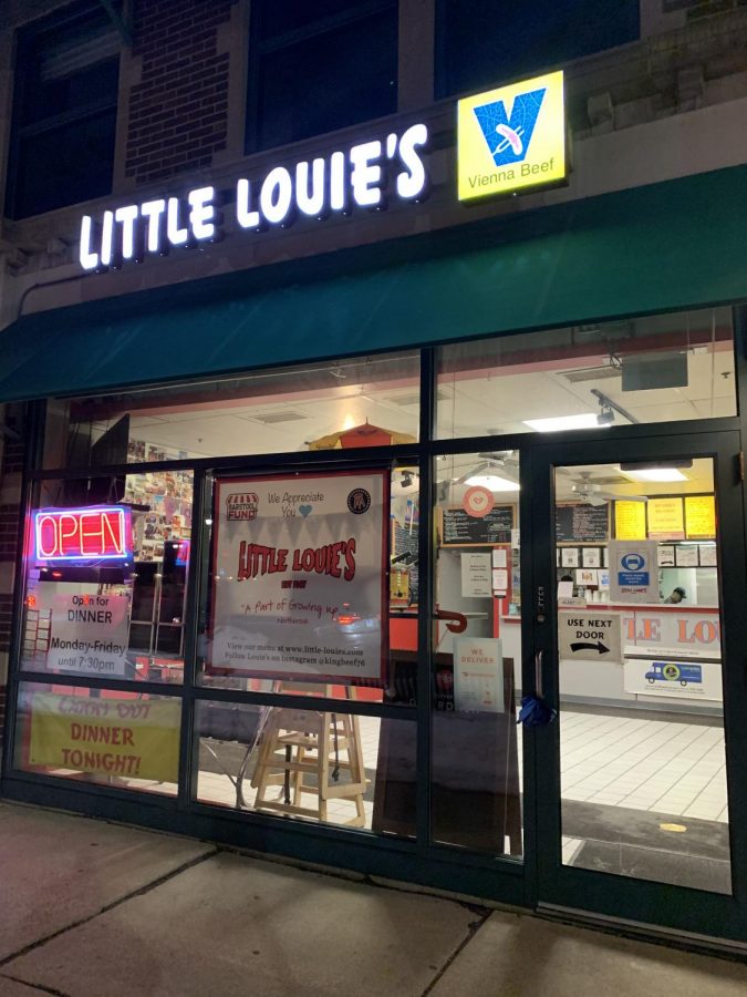 An appreciation banner from the Barstool Fund hangs inside of Little Louie’s. Little Louie’s has been opened for 53 years and deemed “A Part of Growing Up” in Northbrook.
