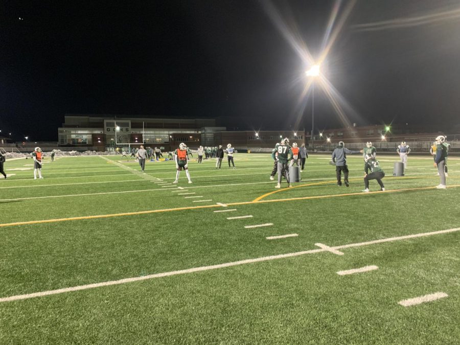 Spring football practice kicks off under the lights in preparation for a game against Antioch in week one.