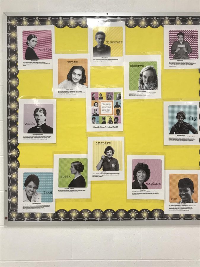 Social studies teacher Haley Wickstrom honors considerable women in history by creating a poster outside of room 2465. In celebration of WHS Wickstrom created a poster that honors important female figures such as Anne Frank, Frida Kahlo, Amelia Earhart, and many more. These women impacted our history and society today by paving the way for us to be successful in all areas of life. Women have done remarkable things in the past, that encourages us [women] to continue to do so in the future, said Wickstrom.