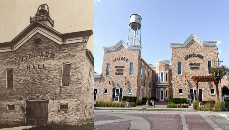 An early photo of the building that once was the Village Hall, which now houses the Grayslake Historical Society. Note the expansion and the movement of the bell from the top of the building to the ground, for all visitors to see.

Photos provided by Grayslake Historical Society