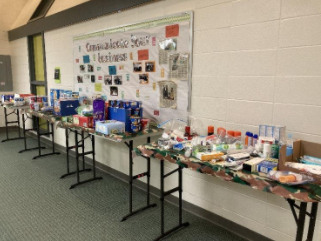 In the spring of 2021, FBLA prepares Military and Marine care packages at Grayslake Central.