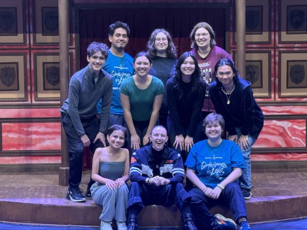 The seniors of Shakespeare in Love take
one last photo before taking down the set