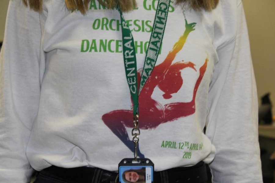 Hayley Breines is pictured wearing her lanyard and ID. Photo by Caden Moe     