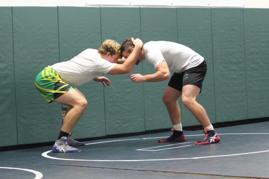 Juniors+Jake+Lester+and+Joey+Jens+enhance+their+skills+during+open+mat.