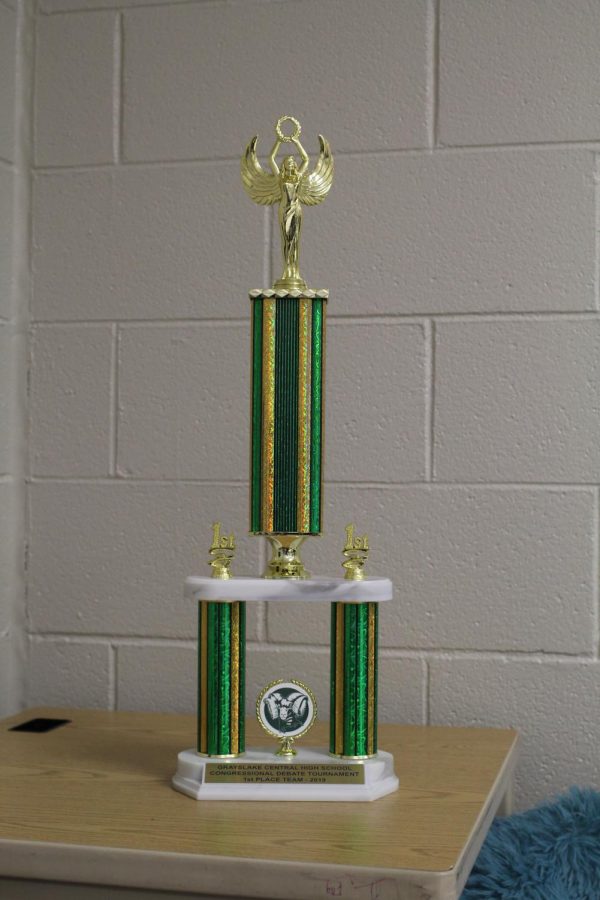 Debate’s latest trophy won at a competition at Grant High School on Oct. 23, 2019. Photo by Caden Moe
