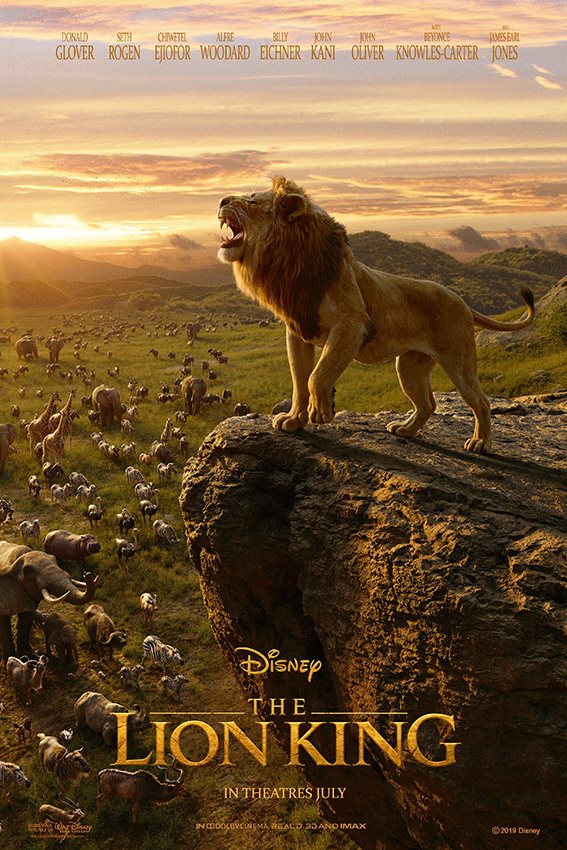 Here you can see the difference in quality between the original version of “The Lion King” and its remake, with the original poster being much more aesthetically appealing and creative. Both posters are owned by Disney and are used for criticism purposes only.
