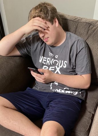 Caden Moe is upset at seeing all the bad news on social media. (Photo illustration by Caden Moe)
