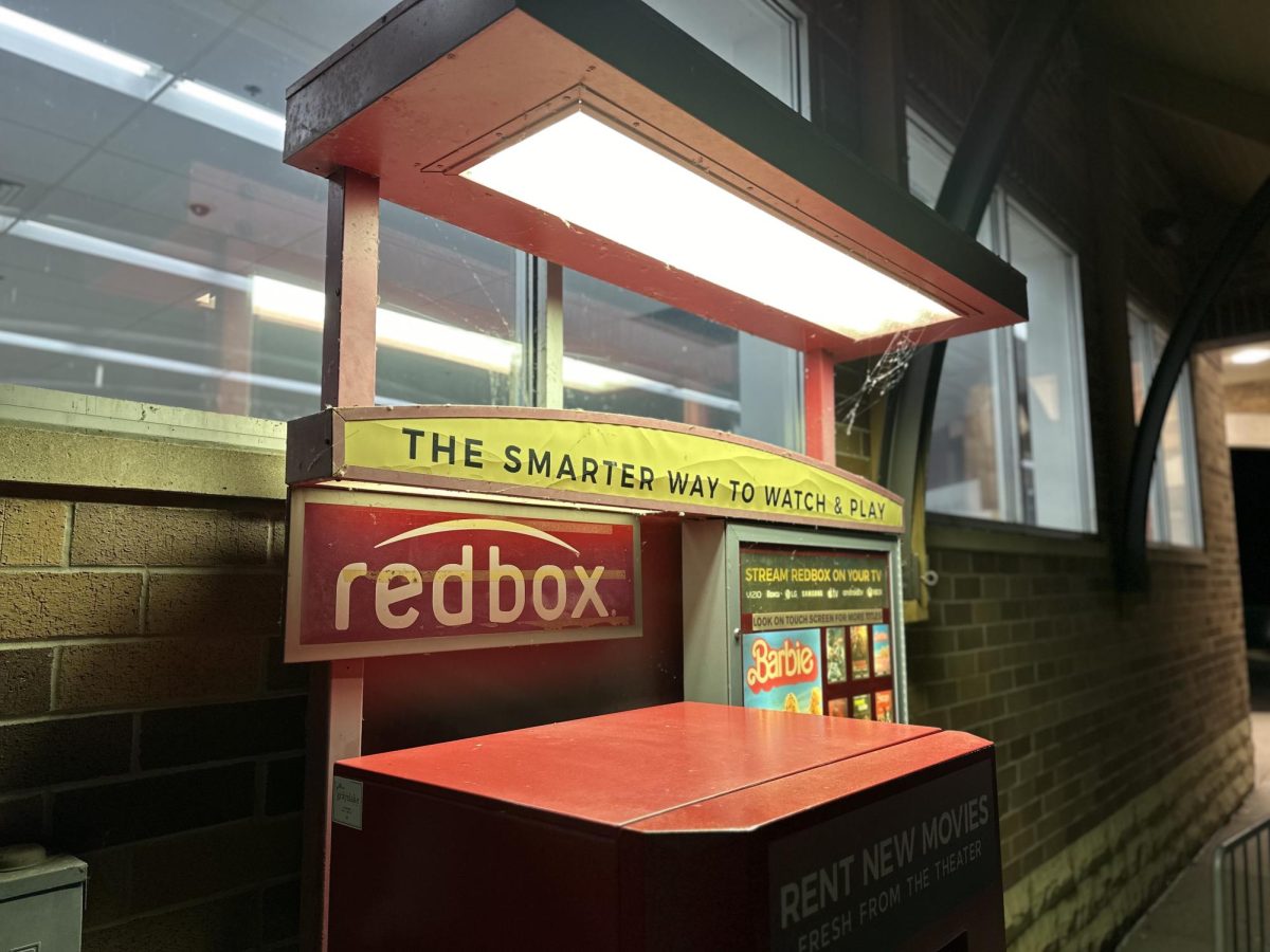 Despite the rise of streaming, Redbox has managed to stay in business, seen here is the one outside the Walgreens on Washington.