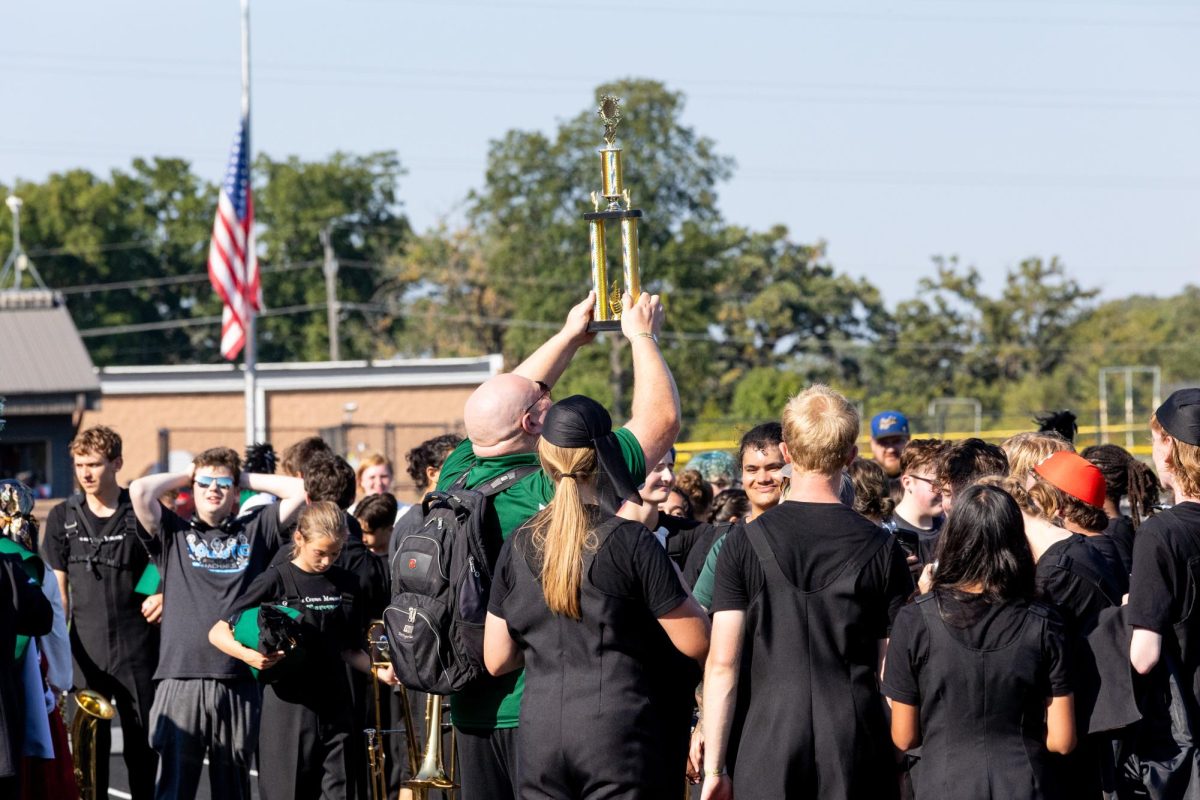 The Marching Rams' win was met with excitement and school spirit.