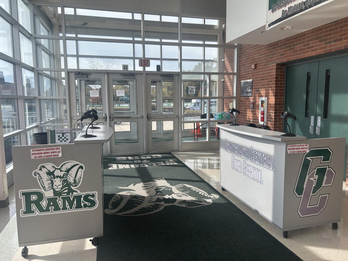 Security desks stand by the Fieldhouse doors for students to scan in and out of the building, a new procedure implemented this year.
