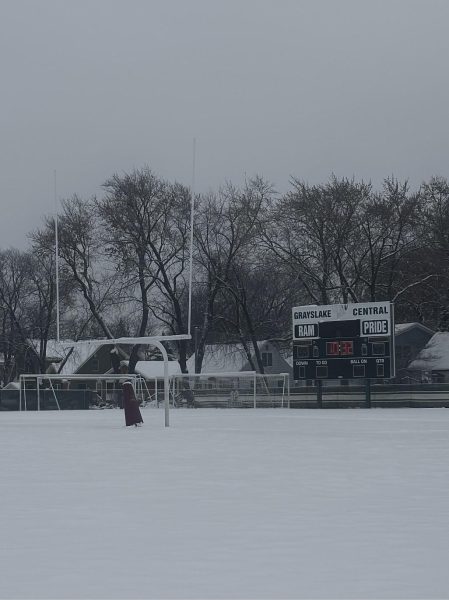 GCHS football field stands proud under the snow
