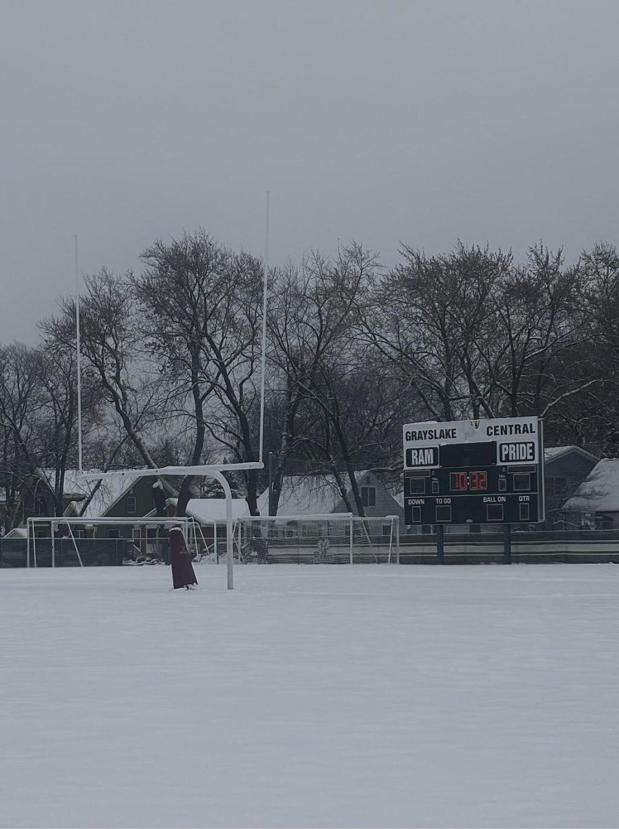 GCHS football field stands proud under the snow