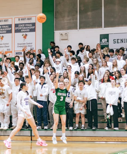 GCHS students come wearing all white to support the basketball team at the sectionals game.