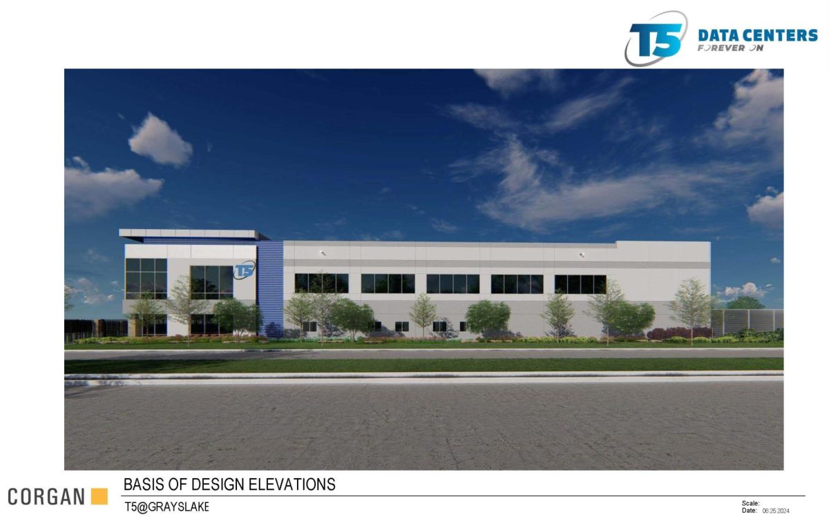 A projection of what the data center in Grayslake will look like when finished.